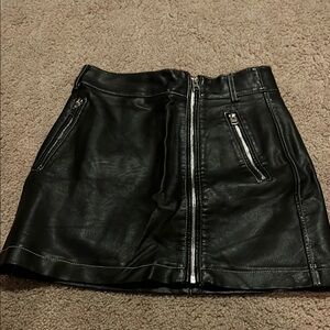 Topshop Black Leather Mini Skirt